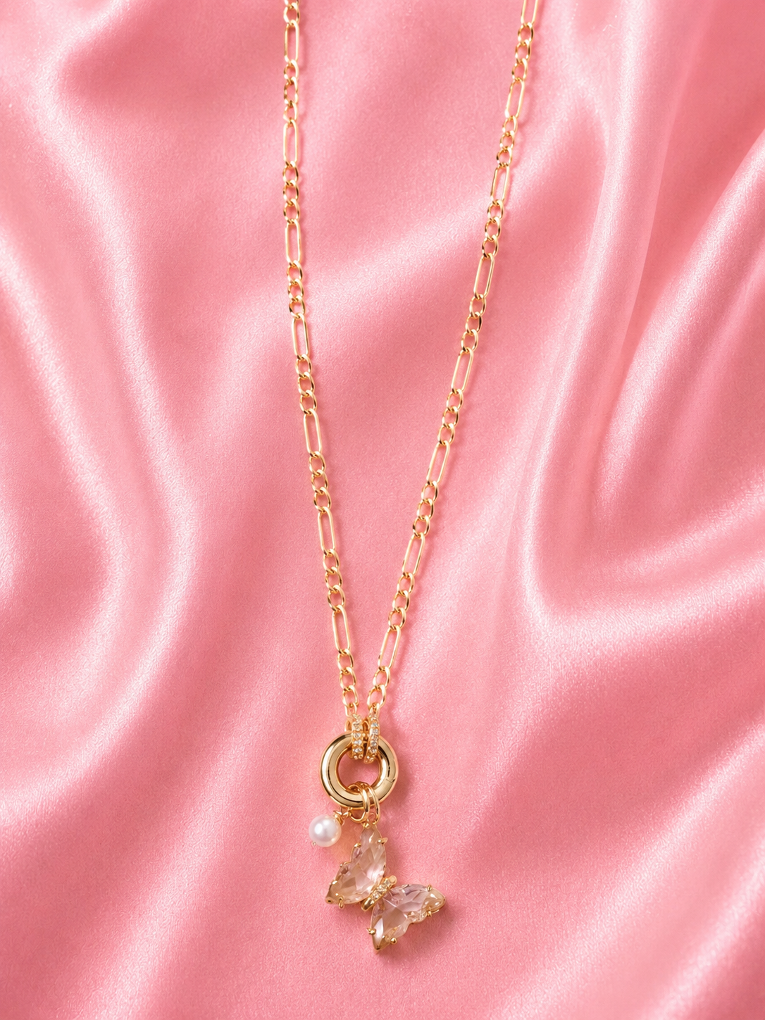 Blush Butterfly Charm Necklace