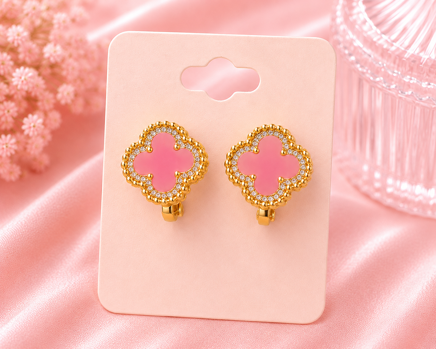 Pink Clover Luxe Hoops