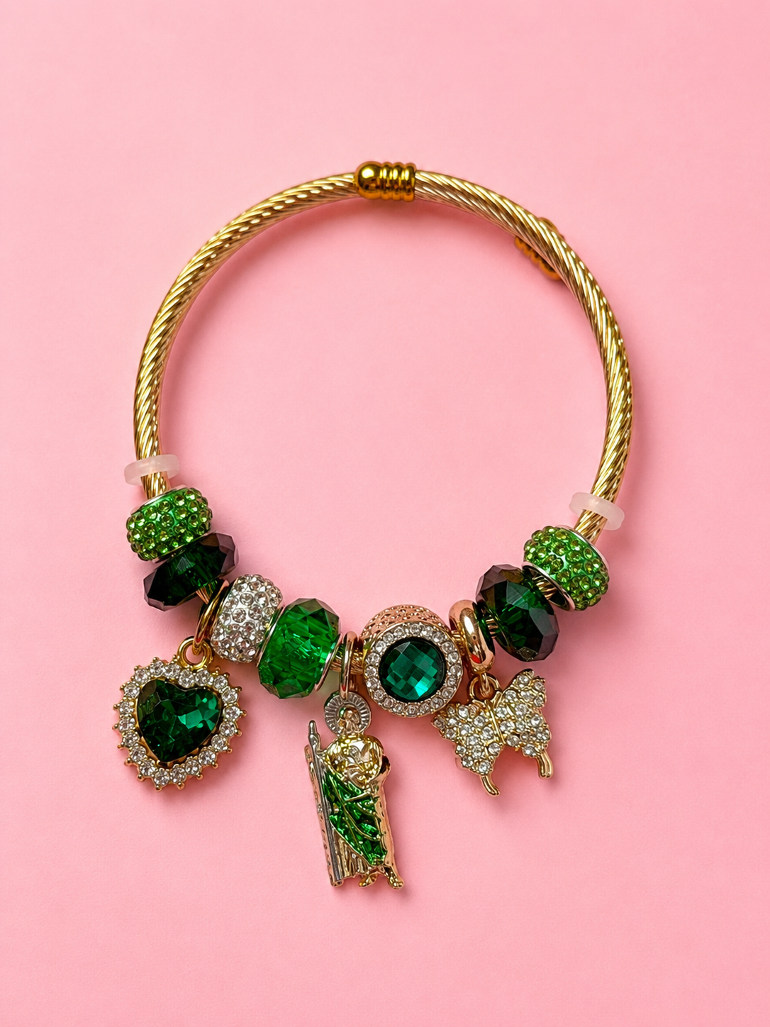 Saint Jude Emerald Charm Bracelet