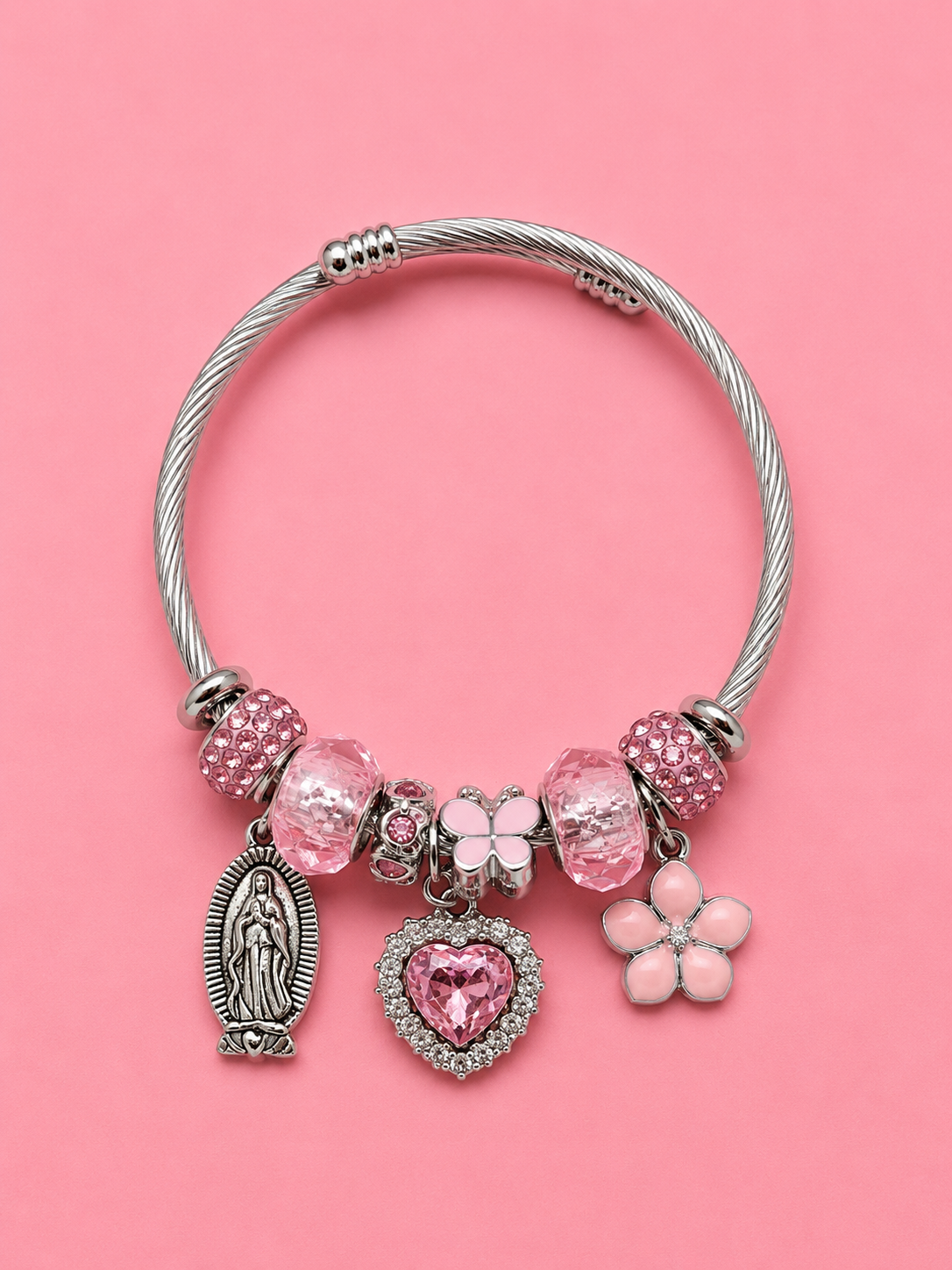 Pink Faith & Love Charm Bracelet
