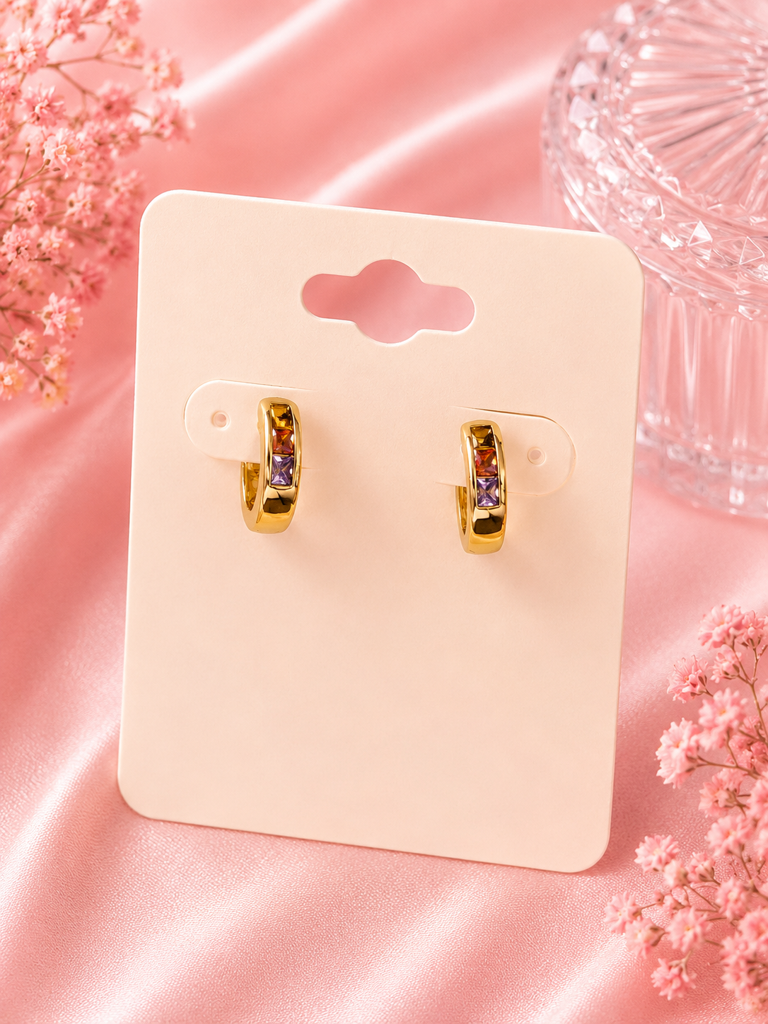 Pastel Gem Huggie Hoops