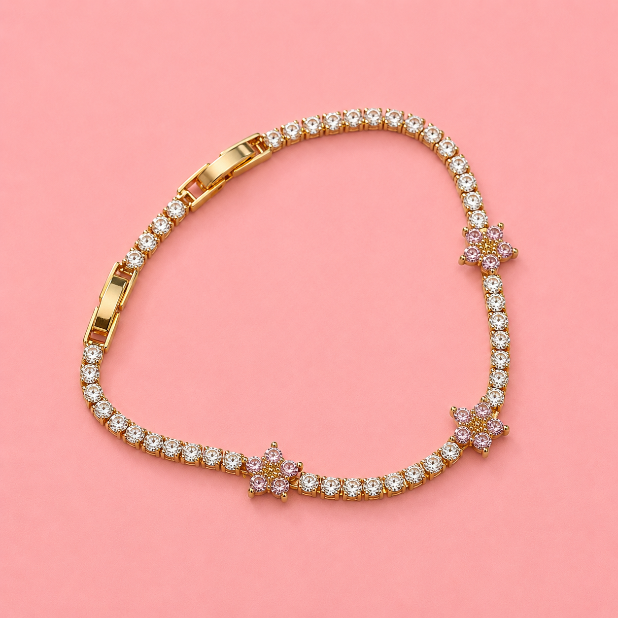 Pink Blossom Tennis Bracelet