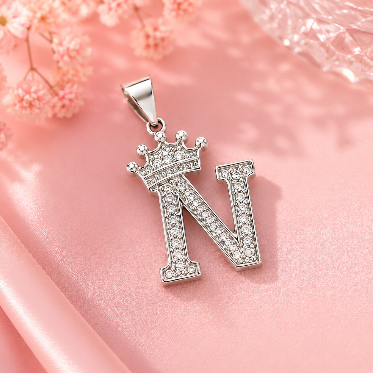 Crowned Initial N Pendant