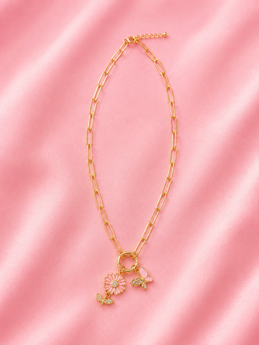 Daisy & Butterfly Charm Necklace
