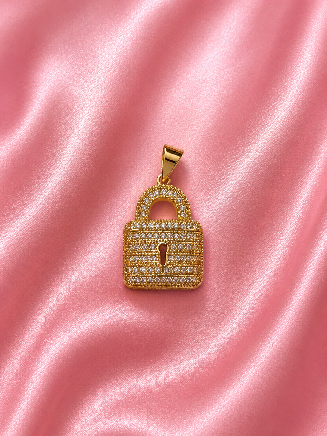 Gold Lock Charm Pendant