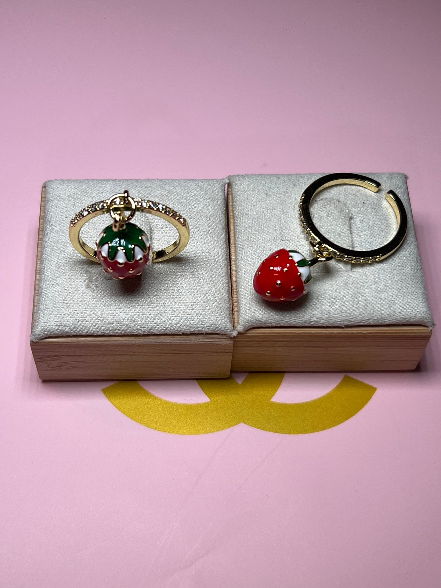Hanging Strawberry Adjustable Ring