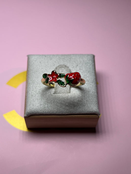 Strawberry Flower Adjustable Ring