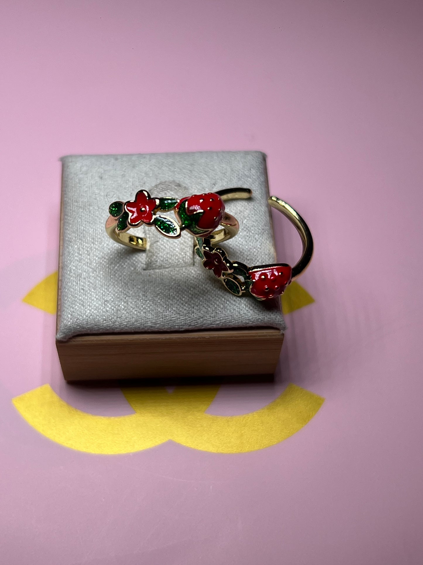 Strawberry Flower Adjustable Ring