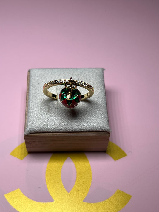 Hanging Strawberry Adjustable Ring