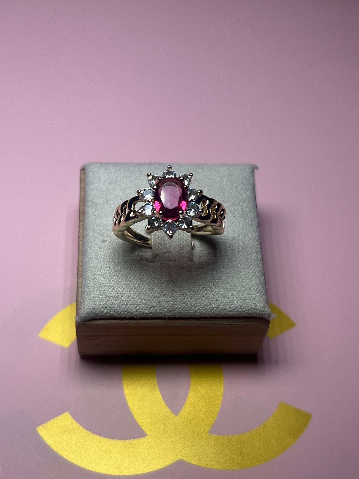 Pink Stone Adjustable Ring