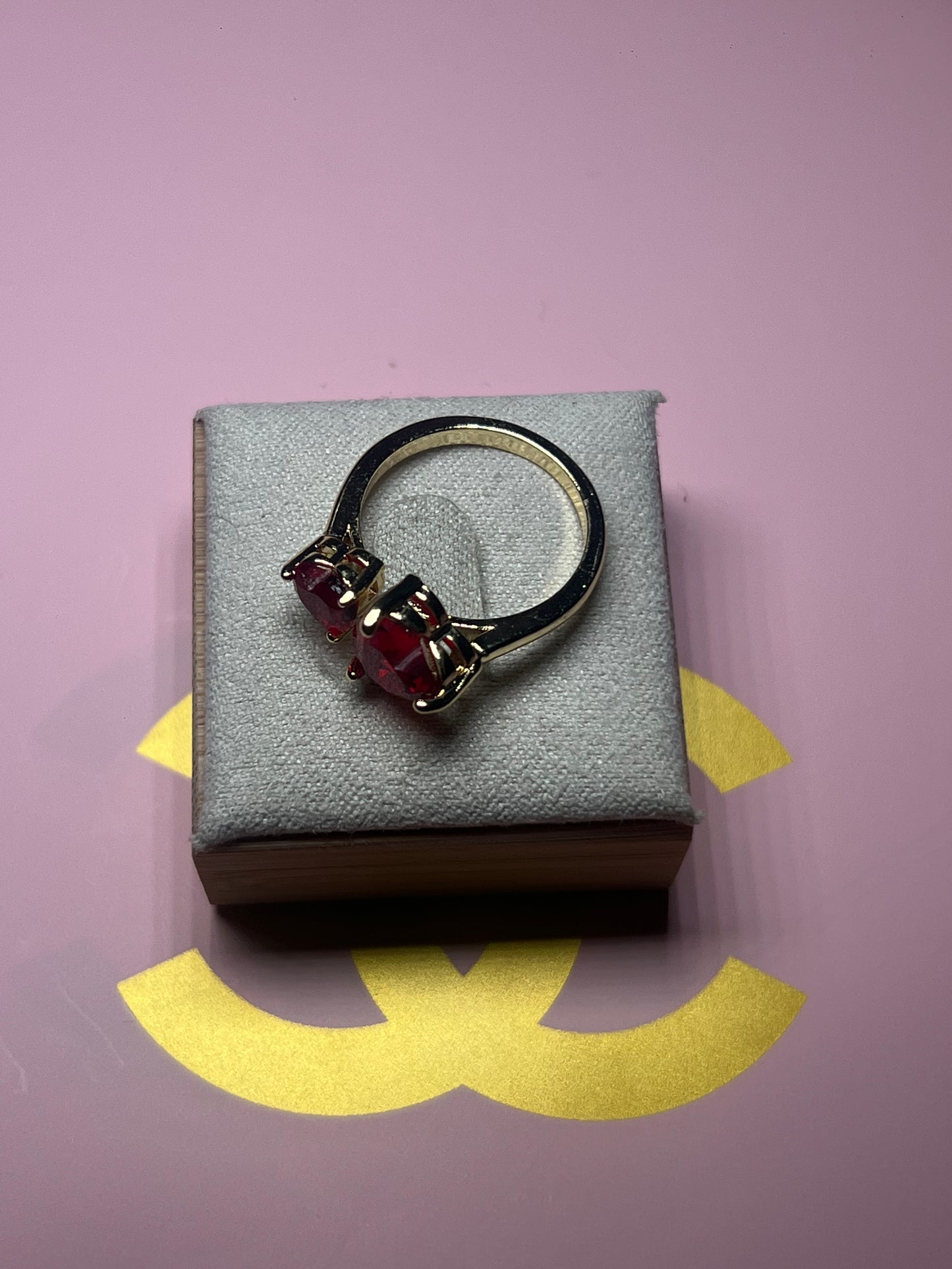 Red Double Heart Adjustable Ring