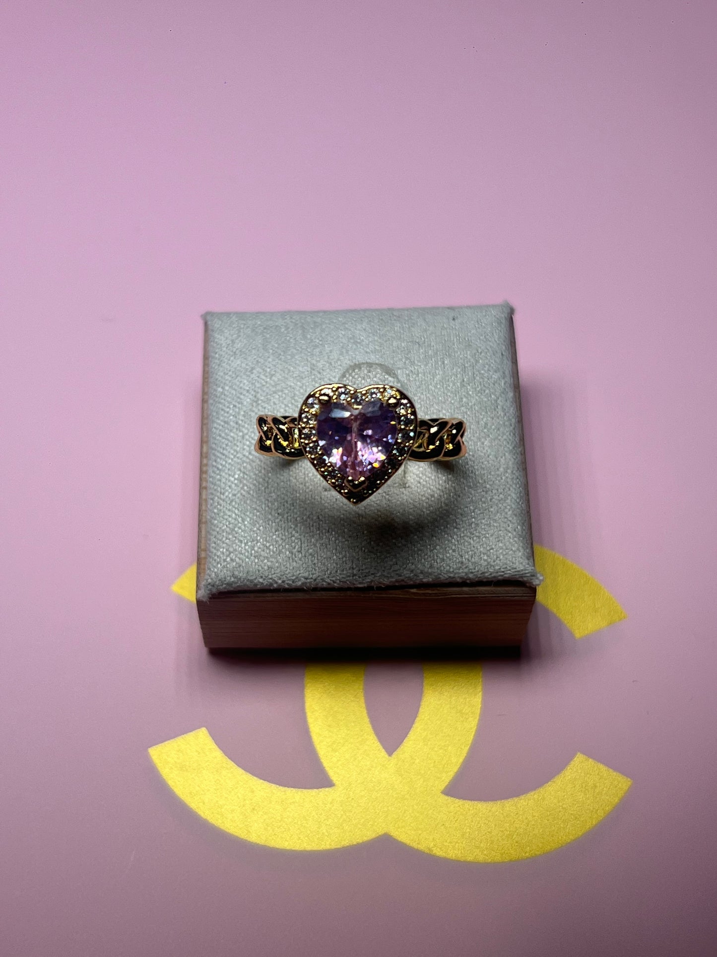 Pink Heart Adjustable Ring