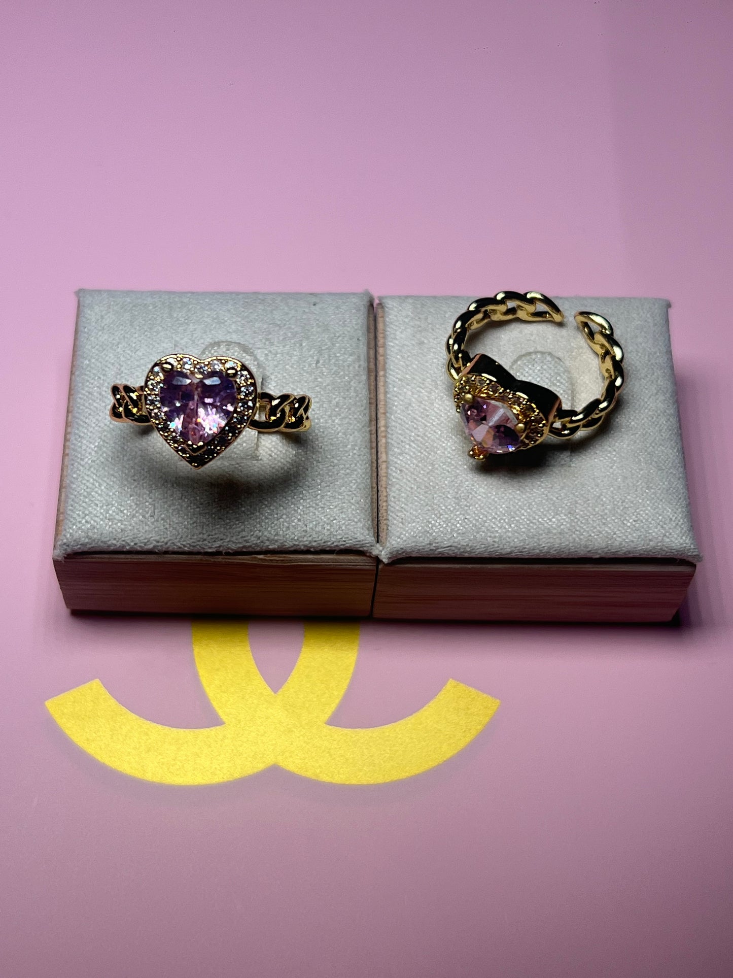 Pink Heart Adjustable Ring