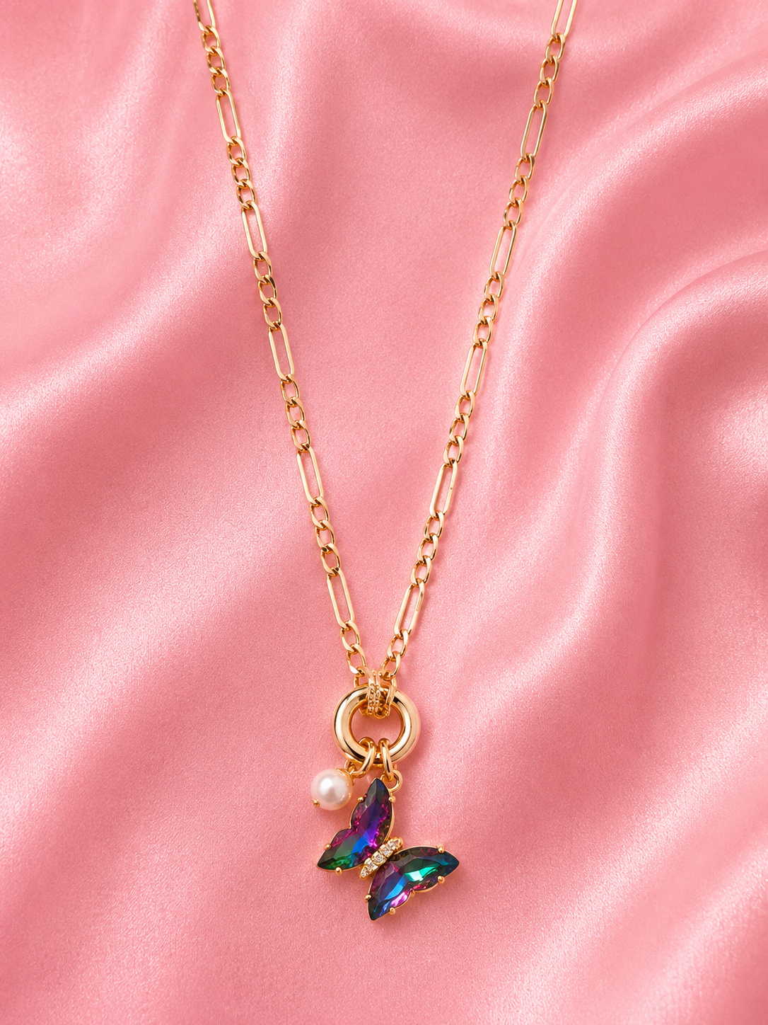 Aurora Butterfly Charm Necklace
