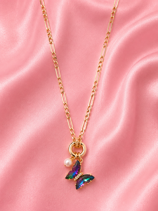 Aurora Butterfly Charm Necklace