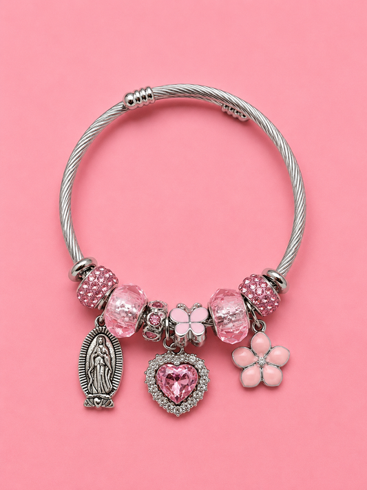 Pink Faith & Love Charm Bracelet