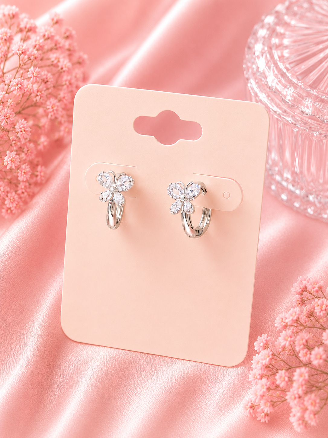 Crystal Bloom Huggie Hoop