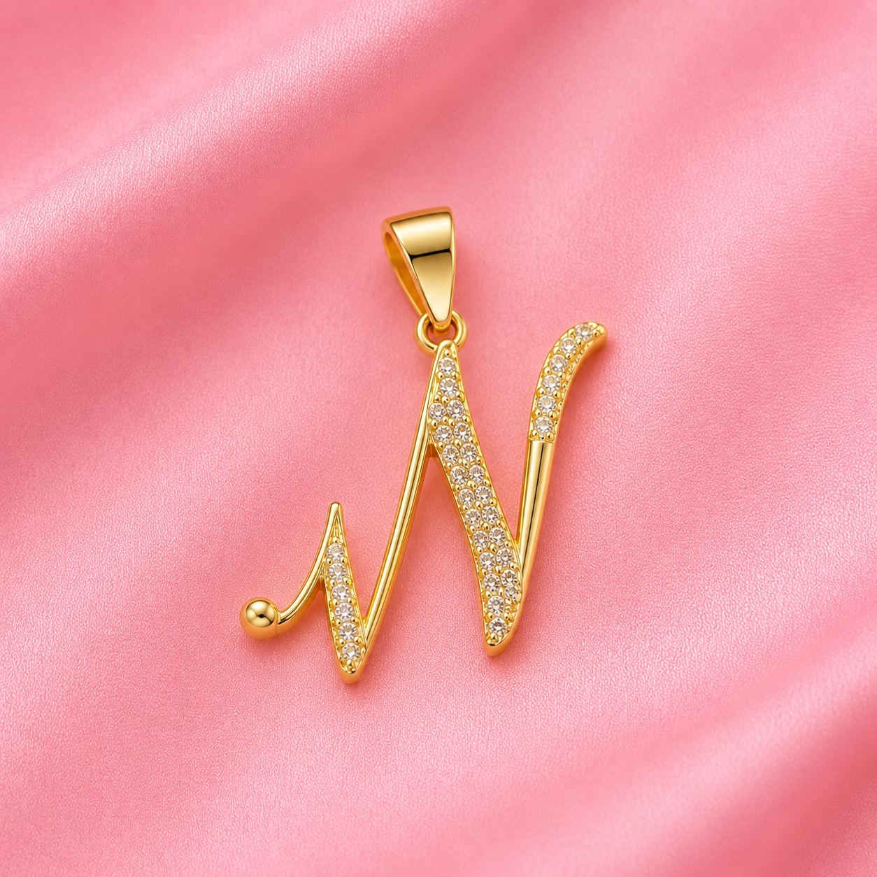 Sparkling W Initial Pendant