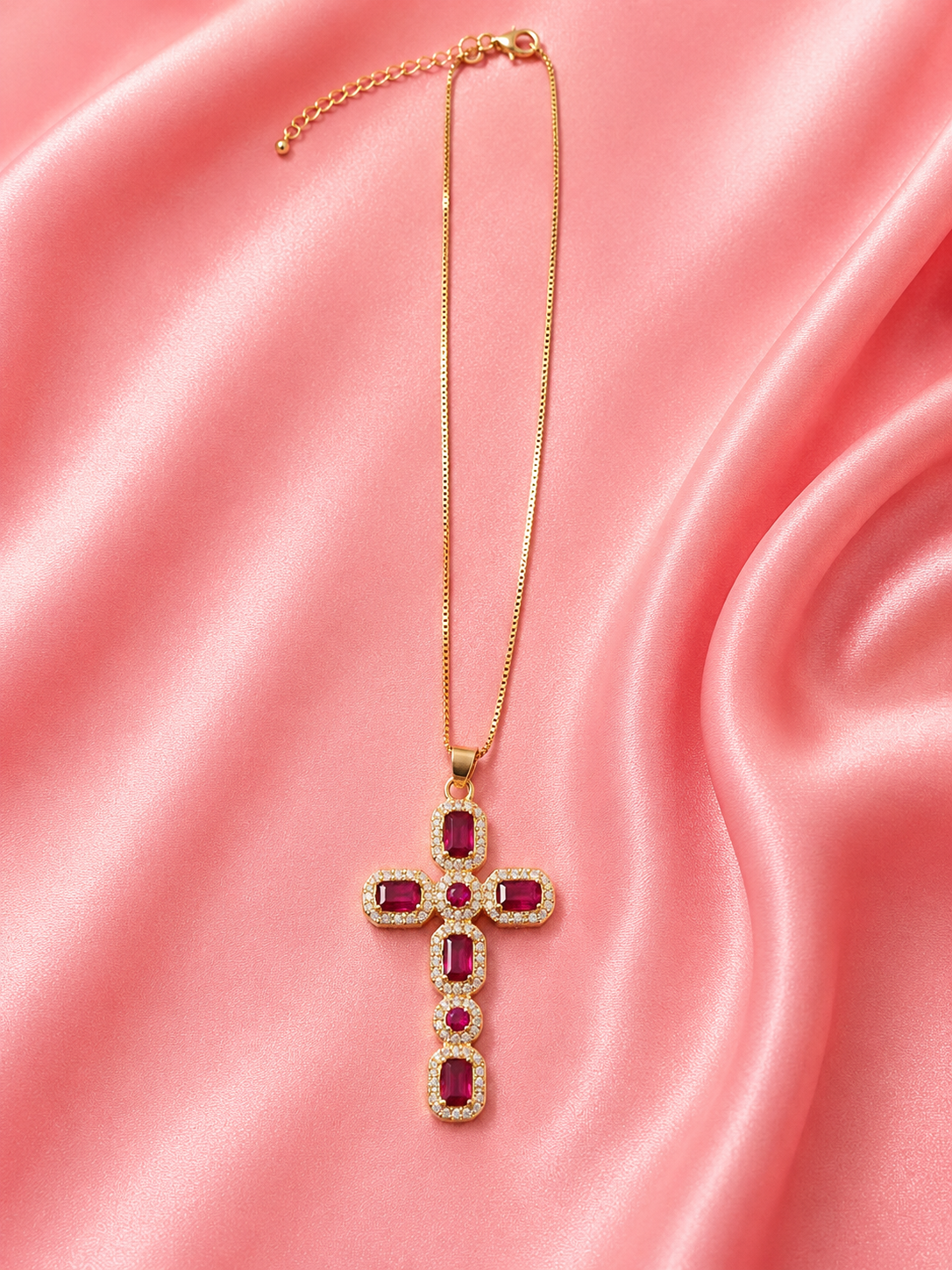 Ruby Cross Necklace
