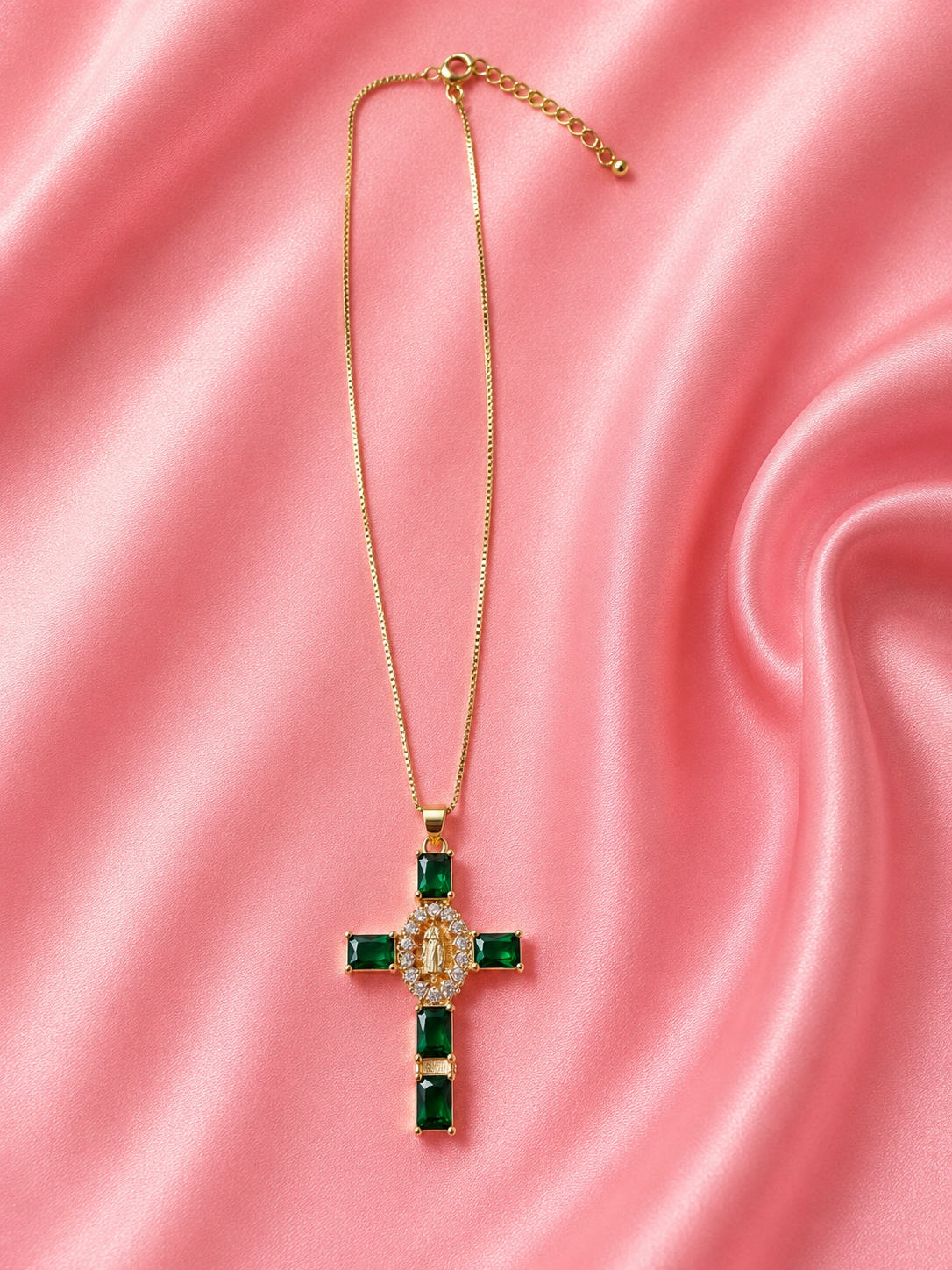 Emerald Faith Cross Necklace
