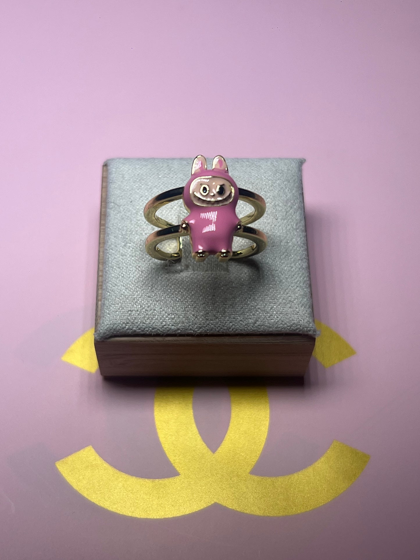 Pink Labubu Adjustable Ring