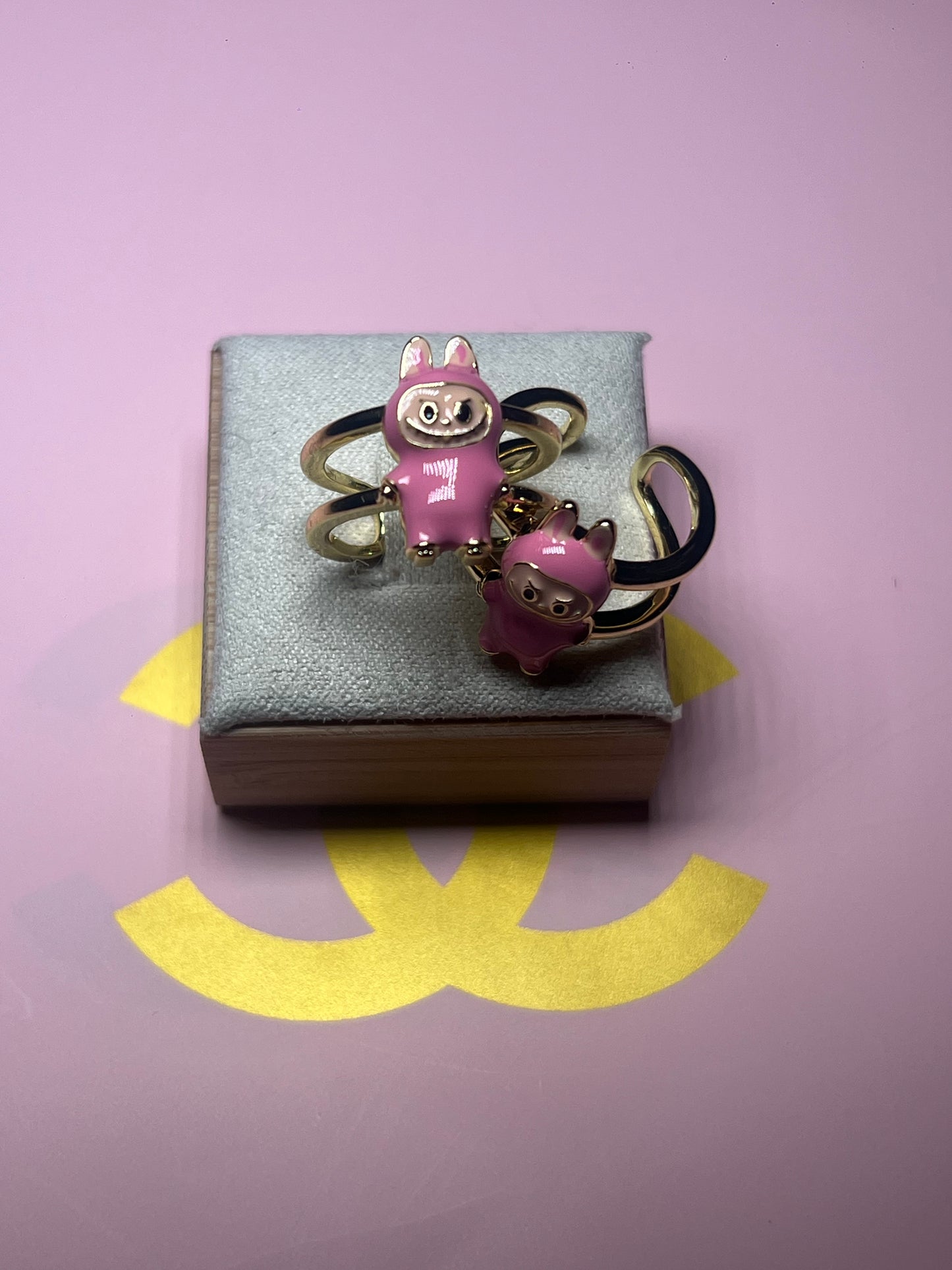 Pink Labubu Adjustable Ring