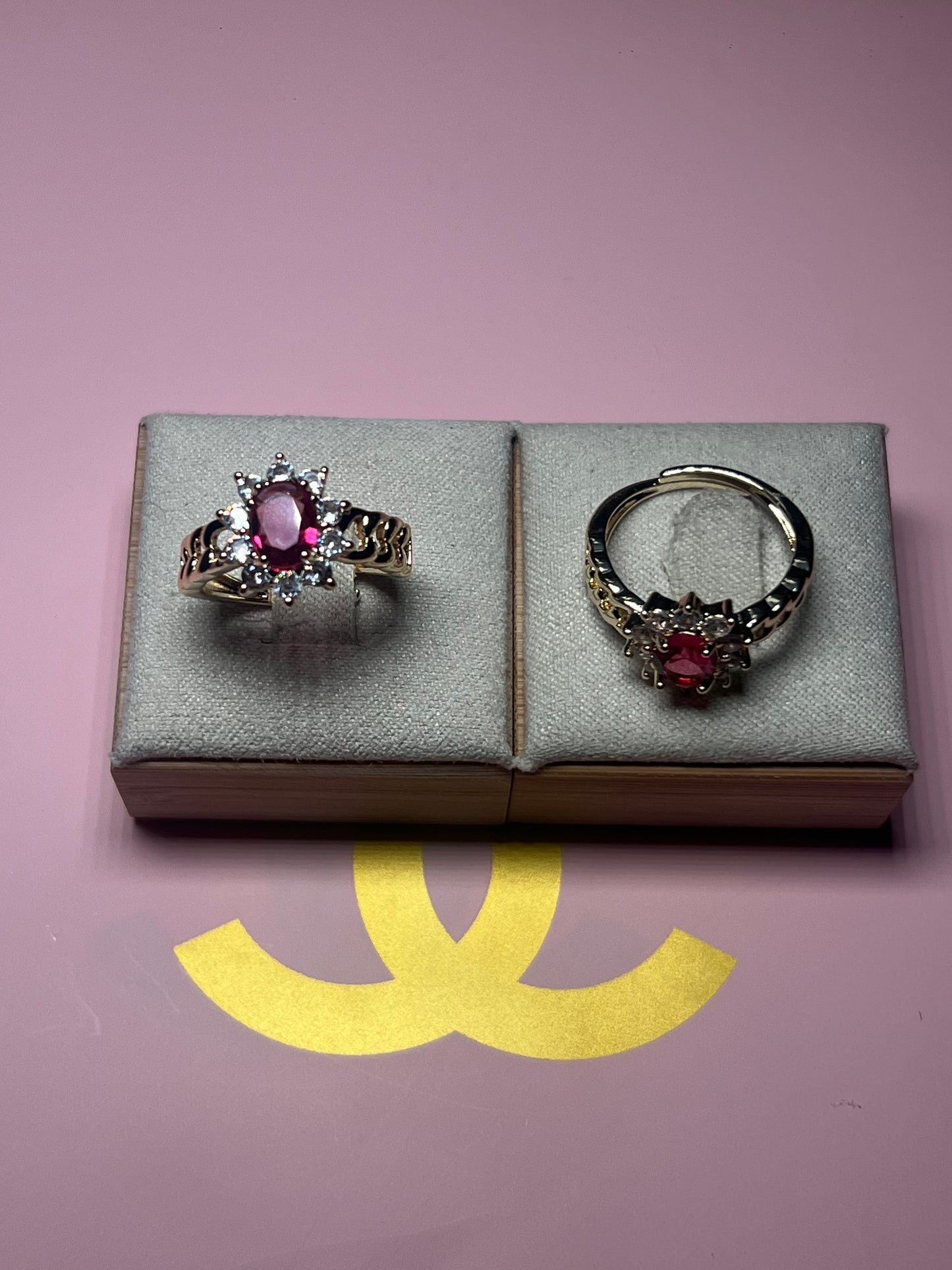 Pink Stone Adjustable Ring