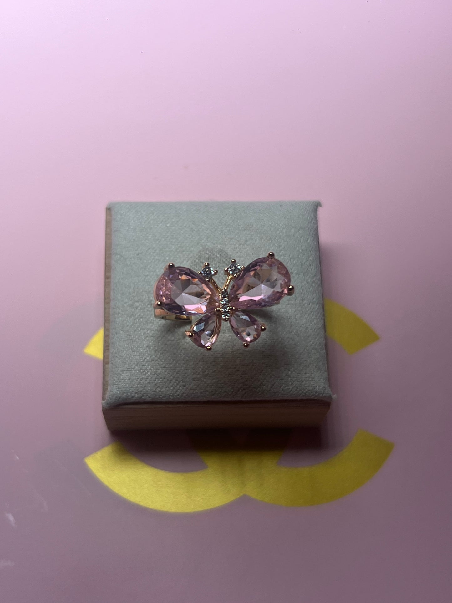 Pink Butterfly Adjustable Ring