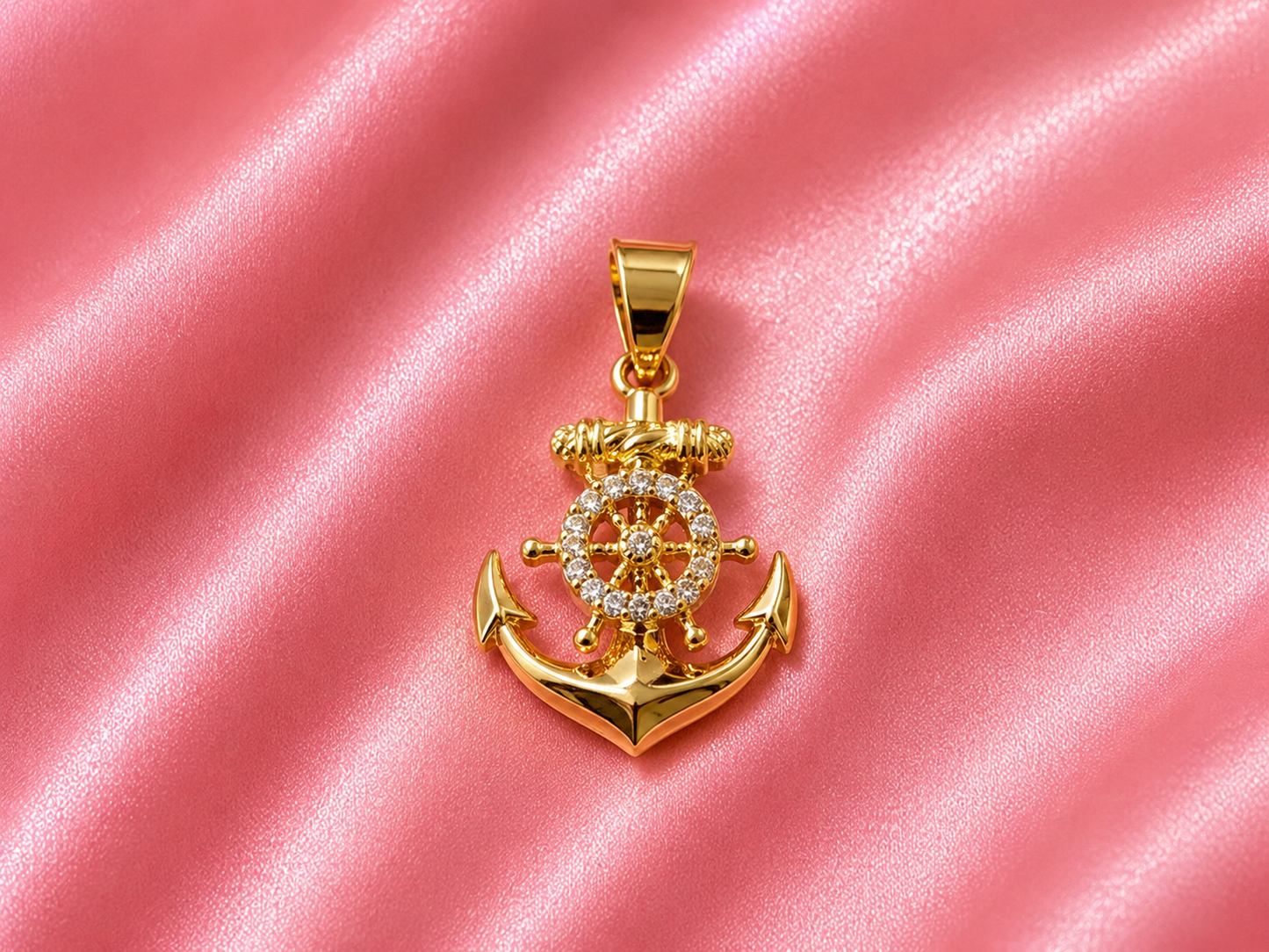 Golden Anchor of Hope Pendant