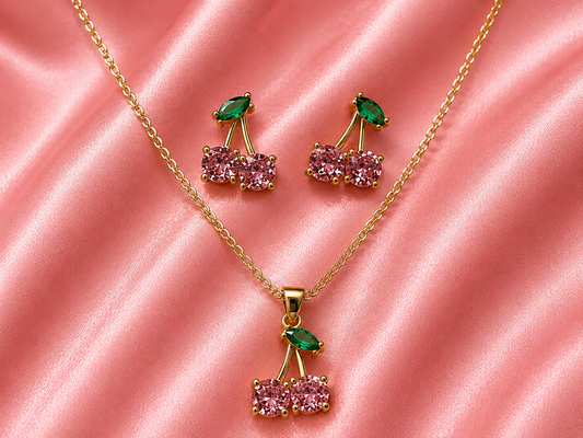 Pink Cherry Sparkle Jewelry Set